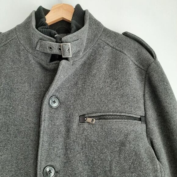 ESPRIT Wool Blend Jacket Coat Front Button & Zip-Up Closure Grey Men's XL - Picture 4 of 16